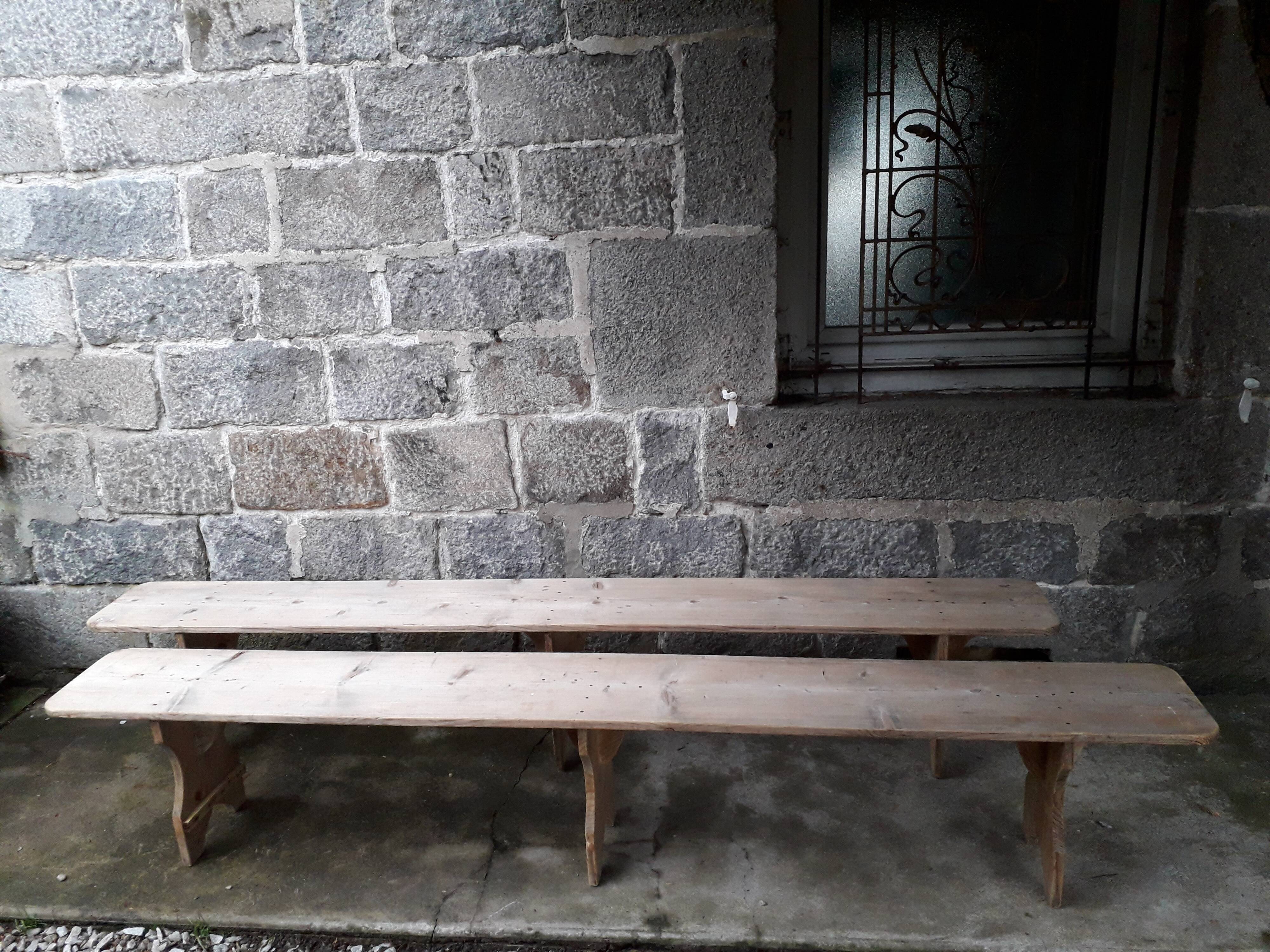 Pair of rustic benches 265 cm