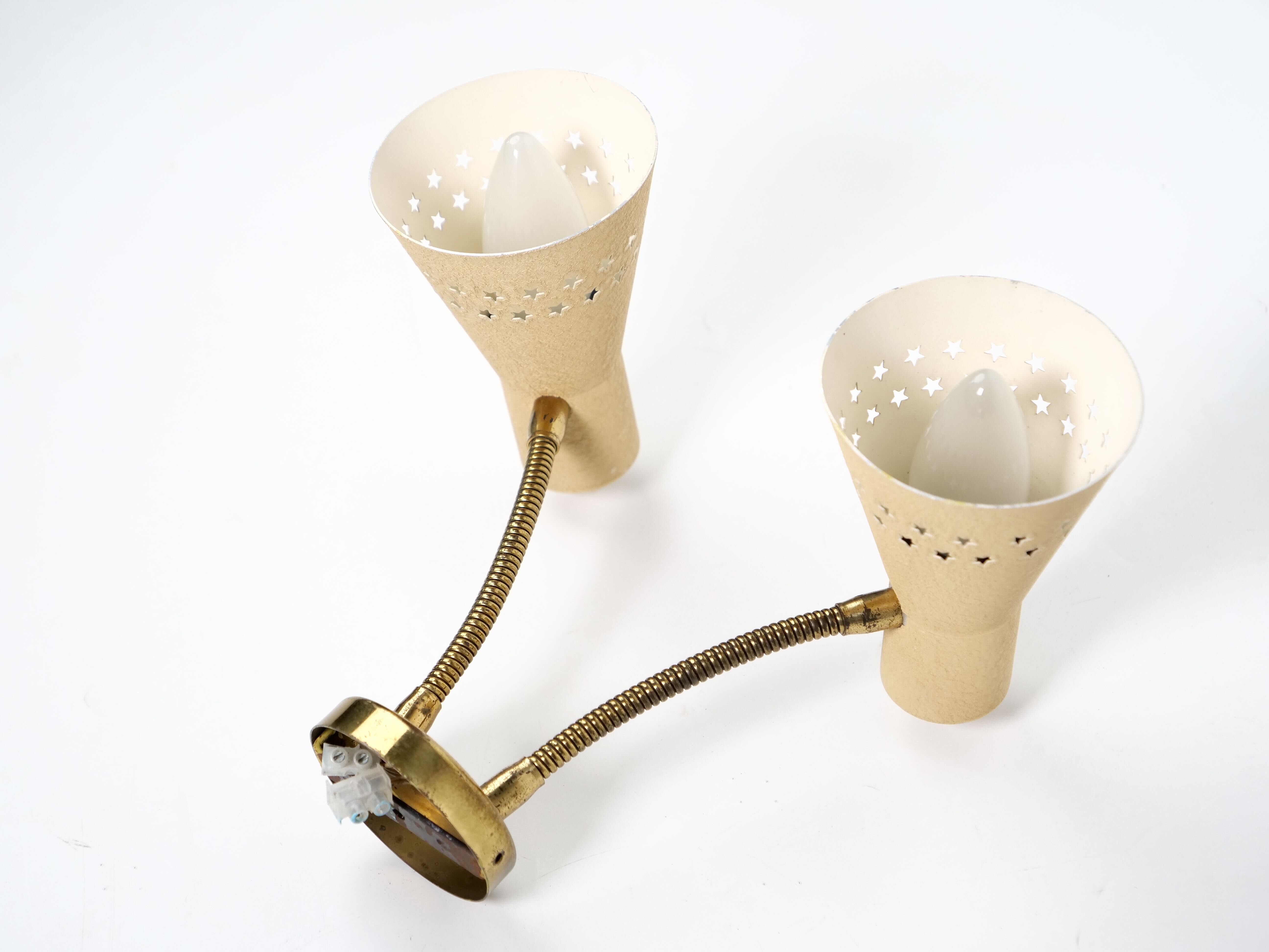 Italian wall lamp double flexible 1950