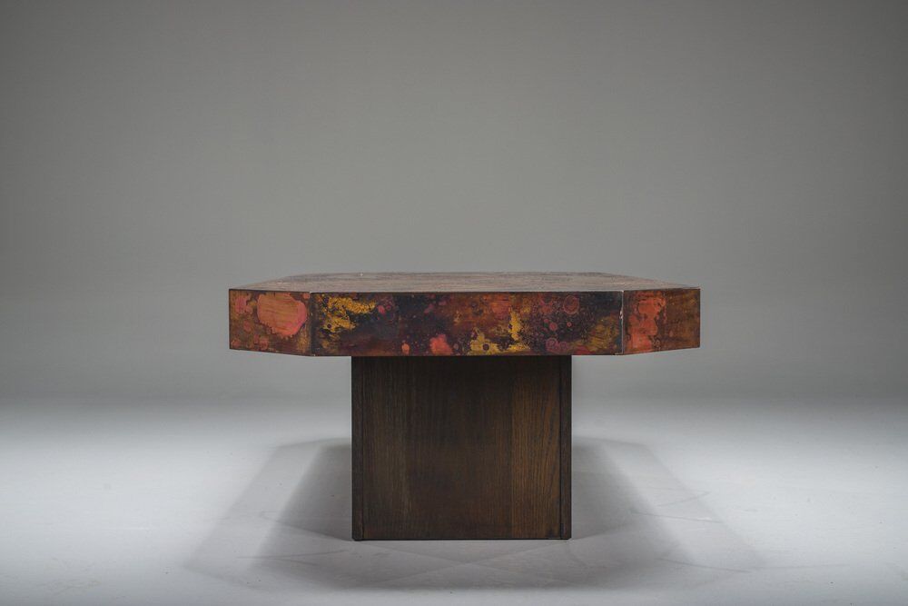 Vintage copper coffee table by Bernhard Rohne, 1970s