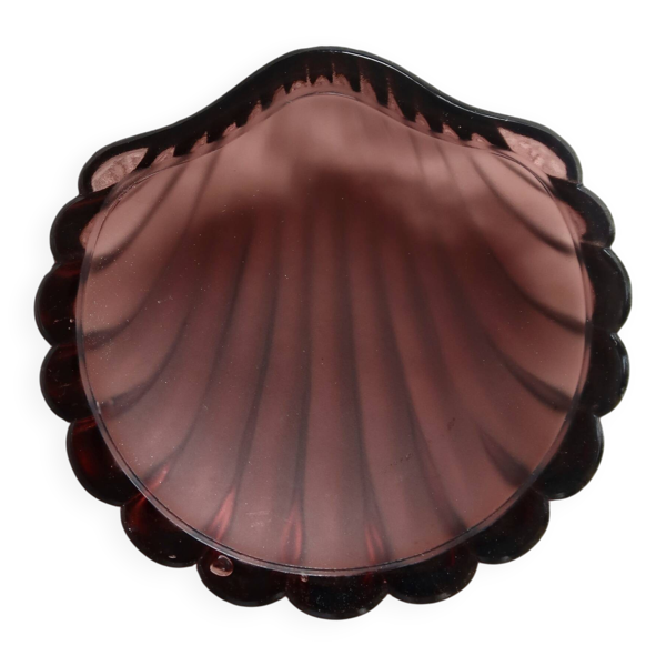 Coupelle vintage coquillage en verre moulé violet