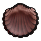 Vintage shell-shaped glass bowl in purple.