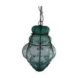Green Seguso Murano Caged Glass Lantern, Italy, 1940s