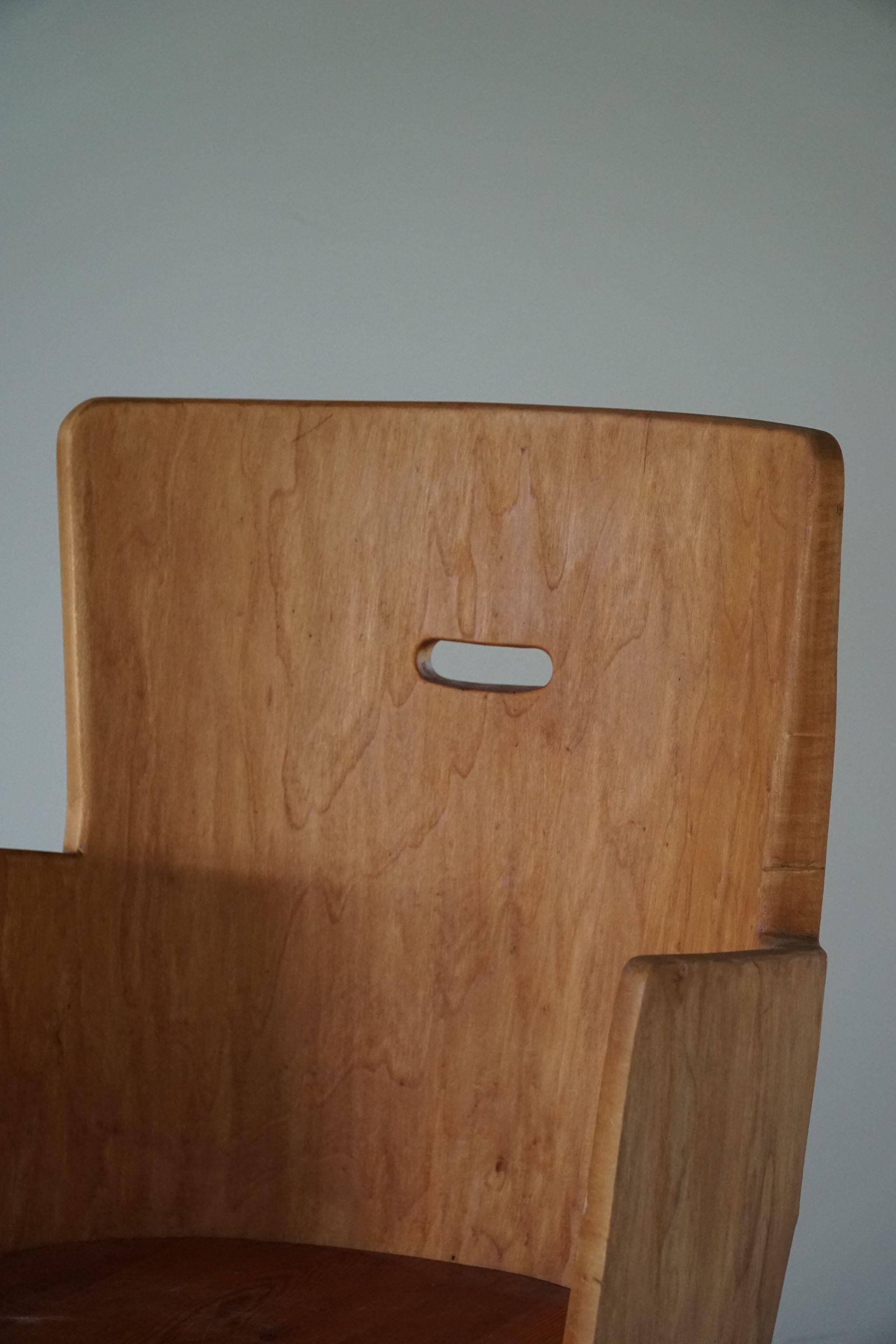 Brutalist Sculptural Trunk Armchair from the Mid-Century in Solid Pine, Swedish, 1960