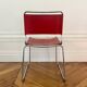 Set of 4 chairs in red leather and chrome tubular metal
