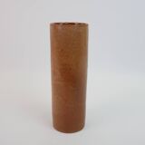 Brown ceramic tube vase signed Roger Jacques under the base