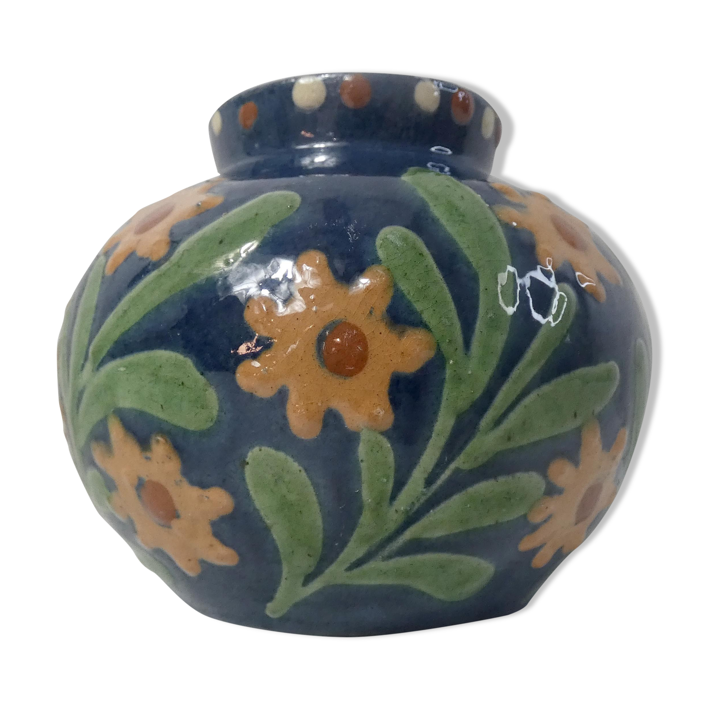 Old glazed ceramic vase elchinger style