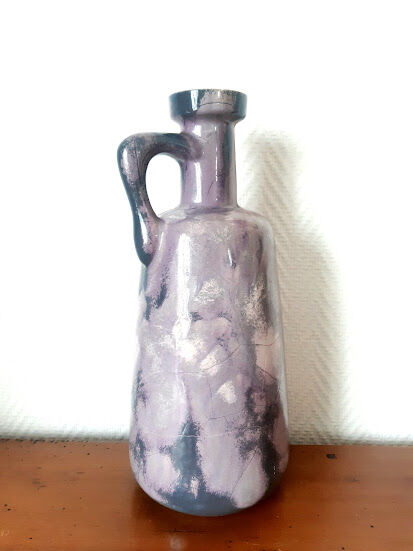 Vintage cracked ceramic bottle vase