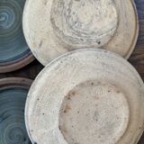 6 flat plates by Pierre Digan stoneware from the 70s