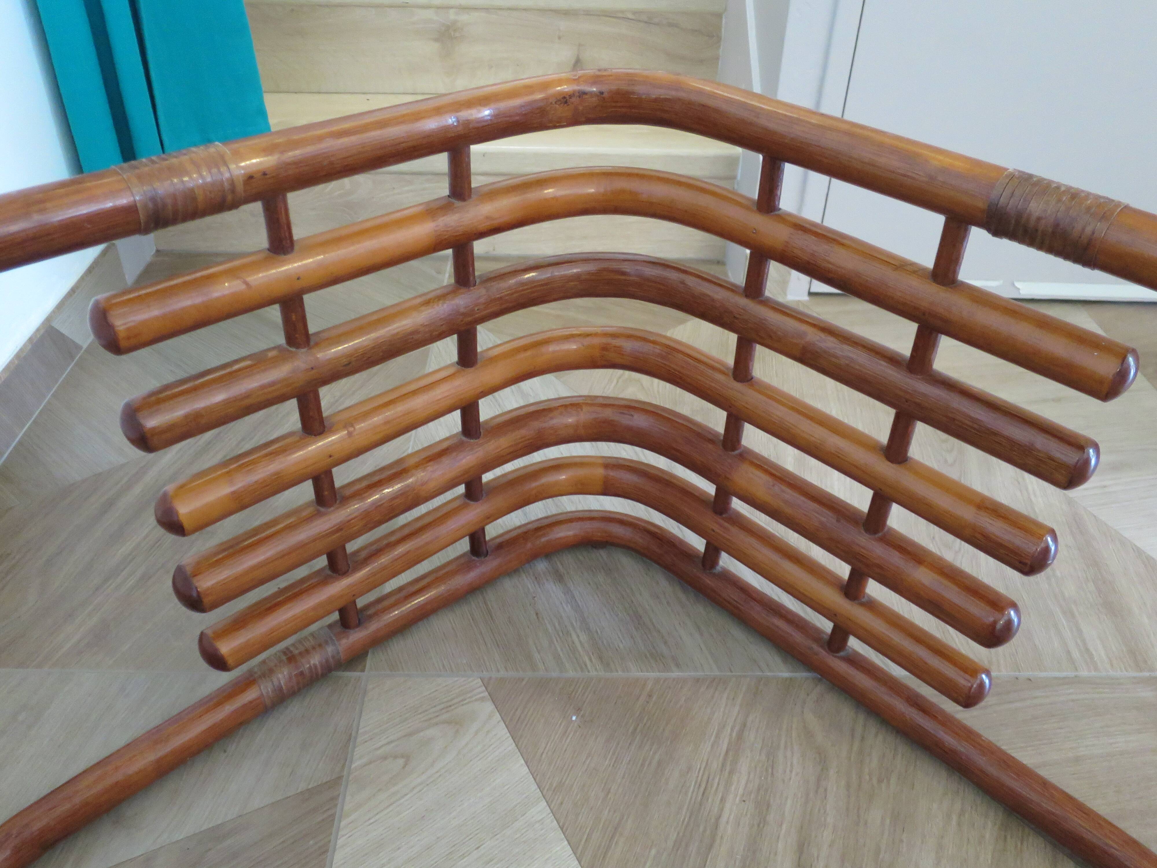 Table basse vintage - Bambou rotin et verre - Année 80 - Beau design