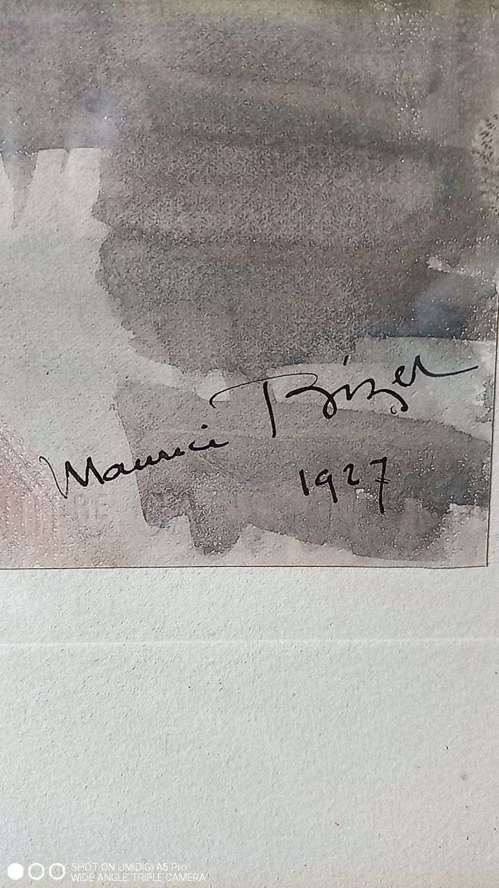 Maurice Bizet - Watercolor - 1927 signed - view of the port of Madrague (Marseille)