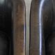 Set of 2  black/grey sheepskin leather club chairs