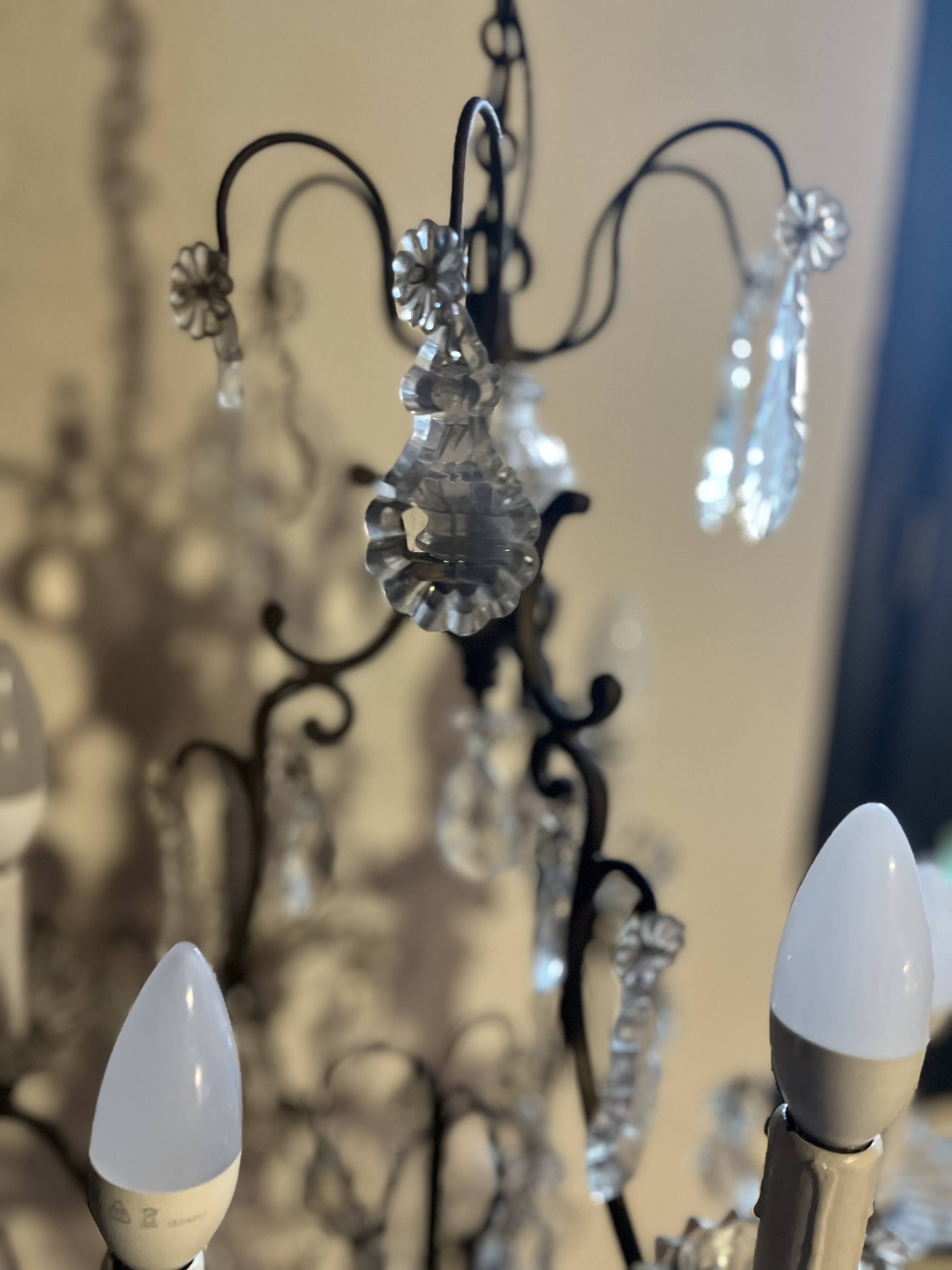 Louis XV style chandelier – 6 lights – patinated metal