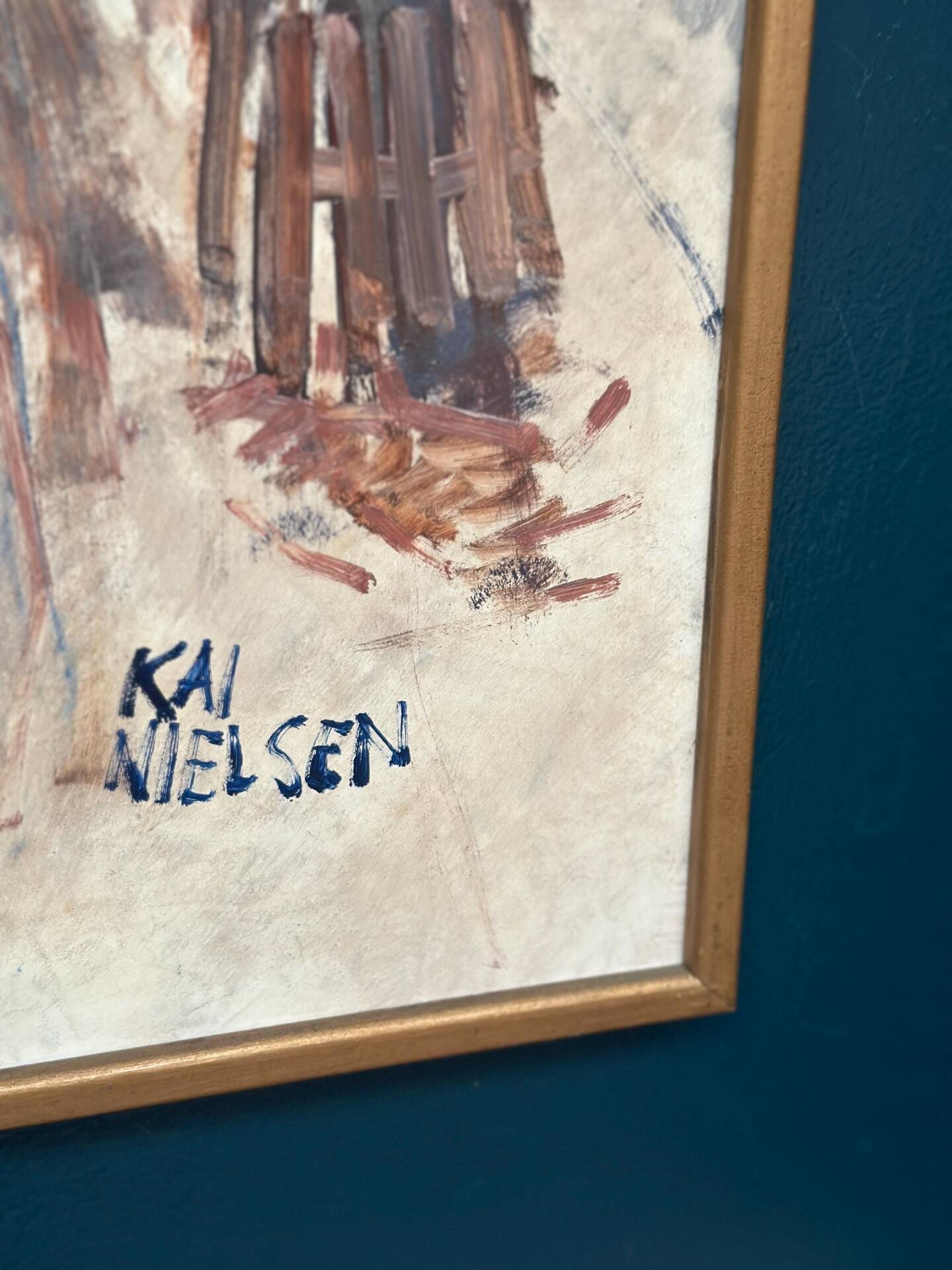 Original Swedish Oil On Panel – “Bygatan” By Kai Nielsen – Signed