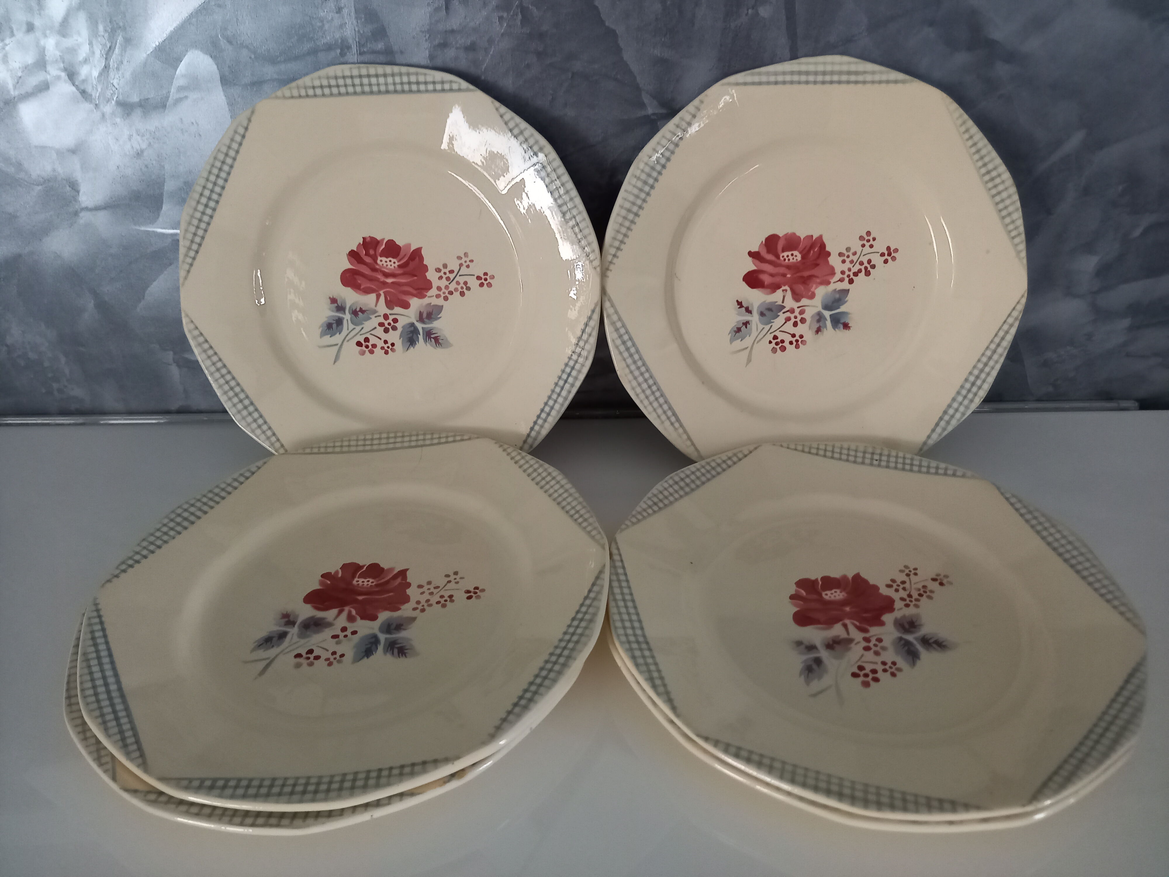 Lot of 6 flat plates Digoin Sarreguemines