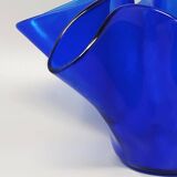 1970s Blue Vase "Fazzoletto" by Dogi in Murano Glass. Made in Italy