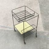 Minimalist perforated metal serving trolley in mid-century style, 1960s.