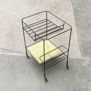 Minimalist perforated metal serving trolley in mid-century style, 1960s.