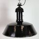 Lampe suspendue Bauhaus en émail noir industriel, années 1930