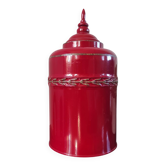 Large decorative red lacquered metal teapot - Vintage Asian style