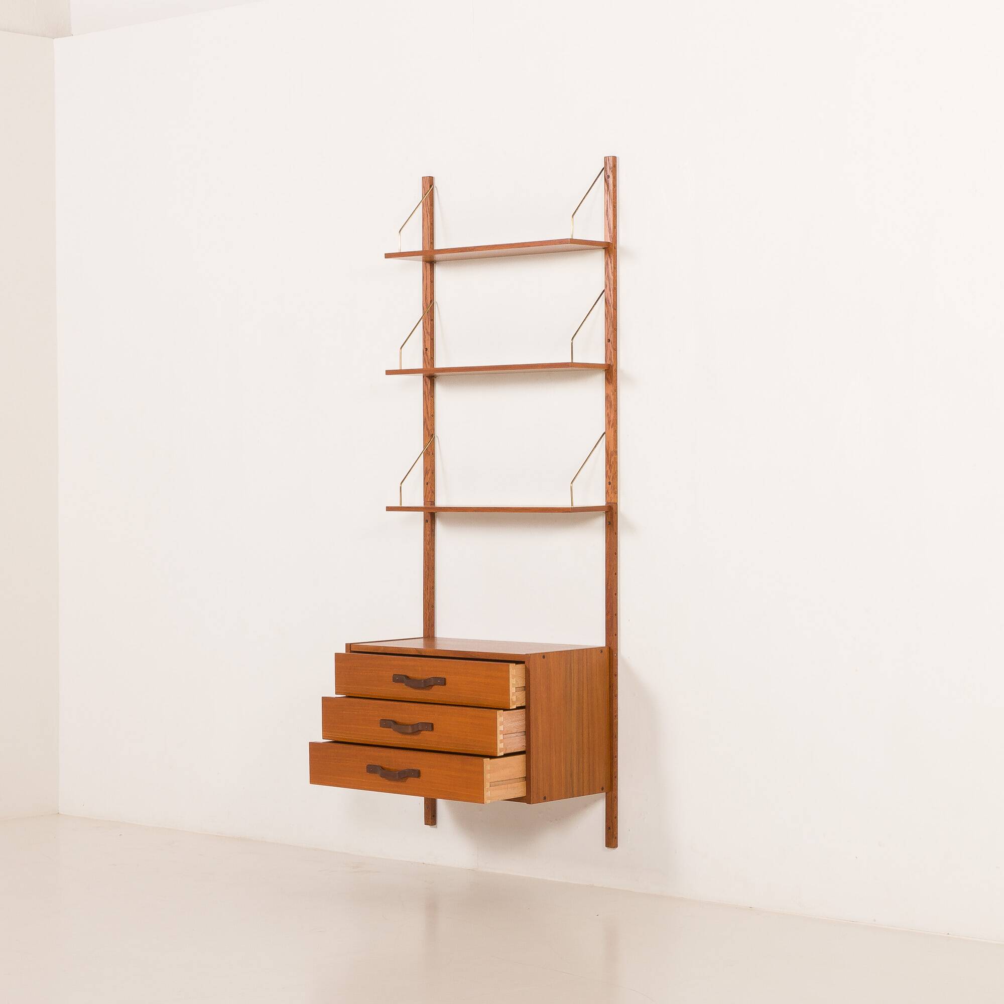 Scandinavian mid century wall unit in teak, 1960s