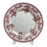 Assiette plate terre de fer H. Boulenger Choisy-le-roi modèle Paris – roses bordeaux