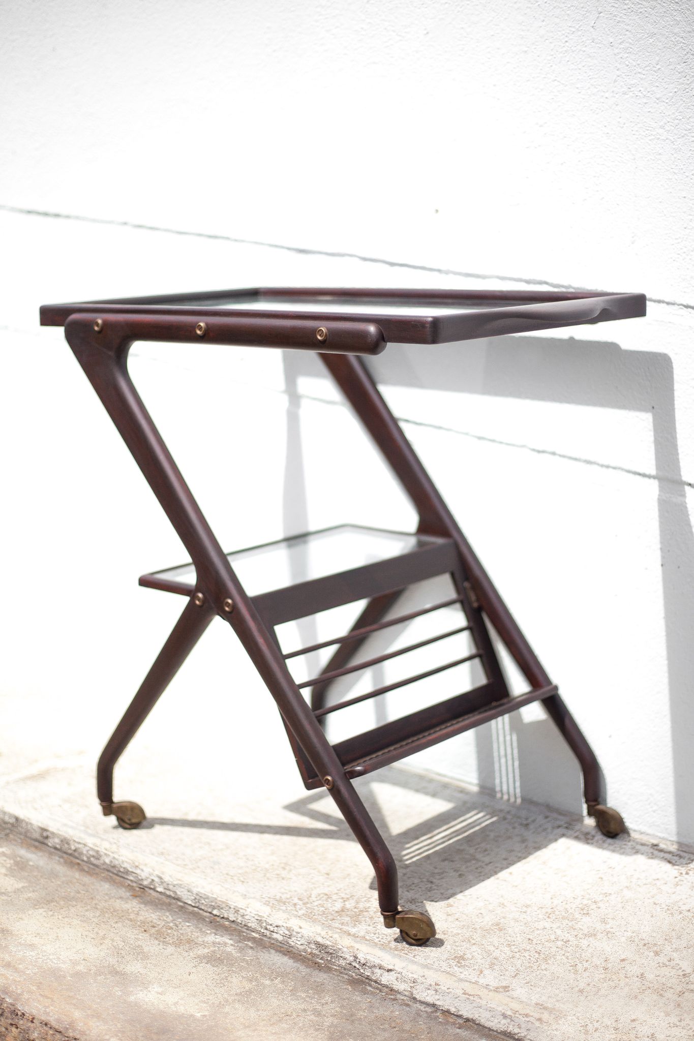 Serving rolling trolley, wood service, 50's