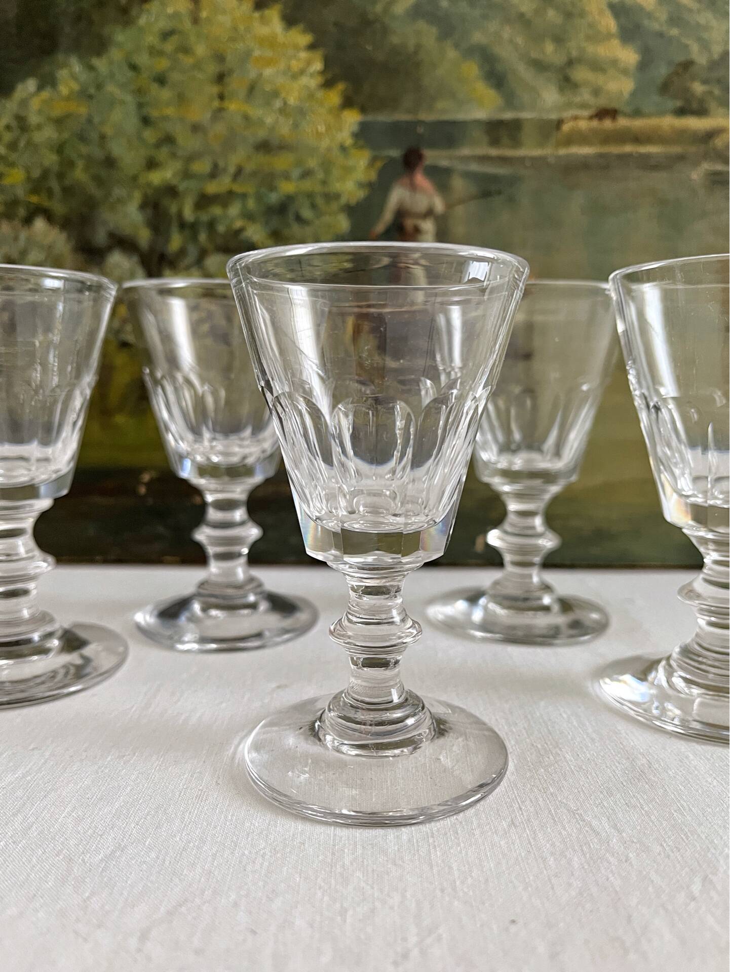 6 antique aperitif wine glasses in crystal "Caton" Saint Louis