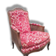 Shepherdess of style Louis XV with caned armrests fabric damask Red