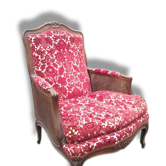 Shepherdess of style Louis XV with caned armrests fabric damask Red
