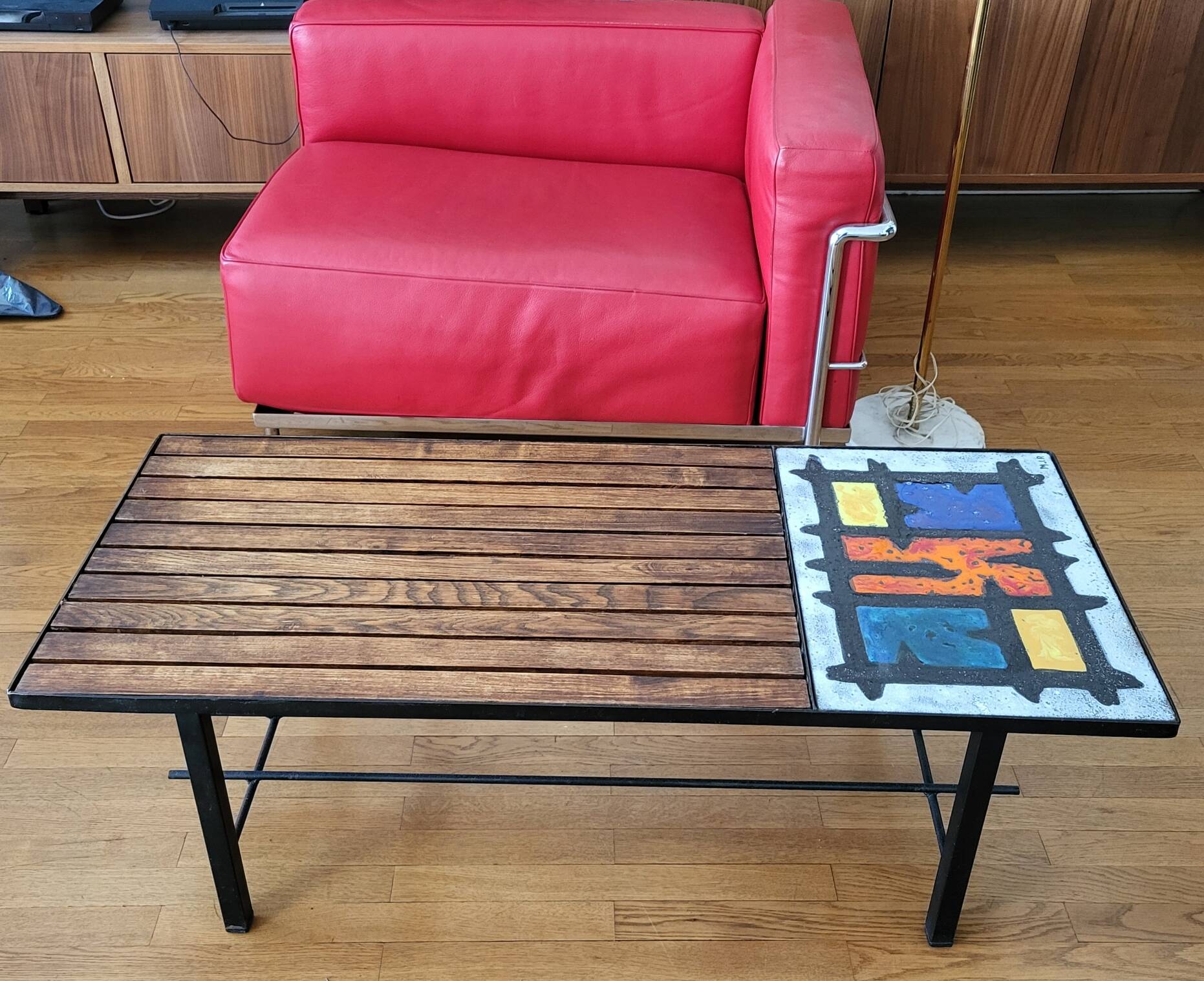 Madoura Jouver Coffee Table Wood and Ceramic Scandinavian Design France 1960