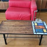 Madoura Jouver Coffee Table Wood and Ceramic Scandinavian Design France 1960