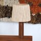Brown ceramic lamp, raffia lampshade, 60s