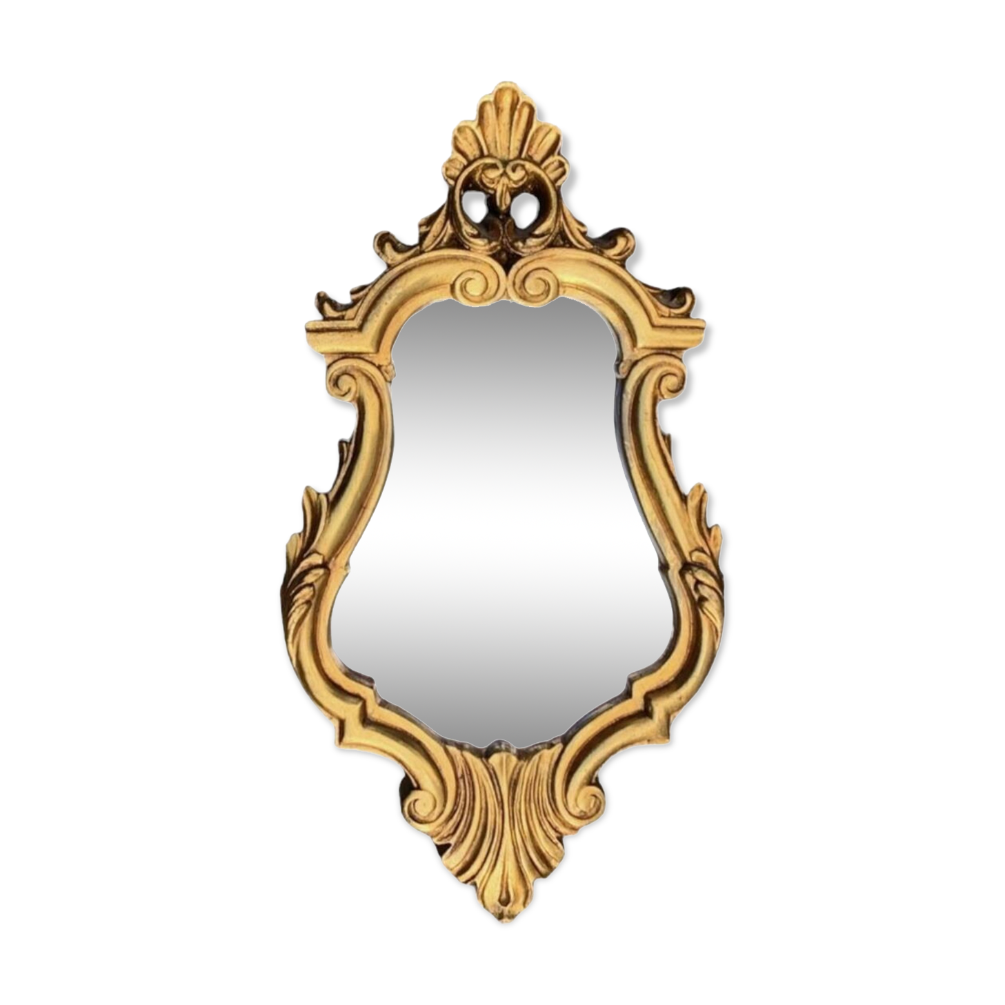 Antique wall mirror in gold leaf resin