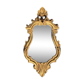 Ancien miroir mural en résine dorée à la feuille