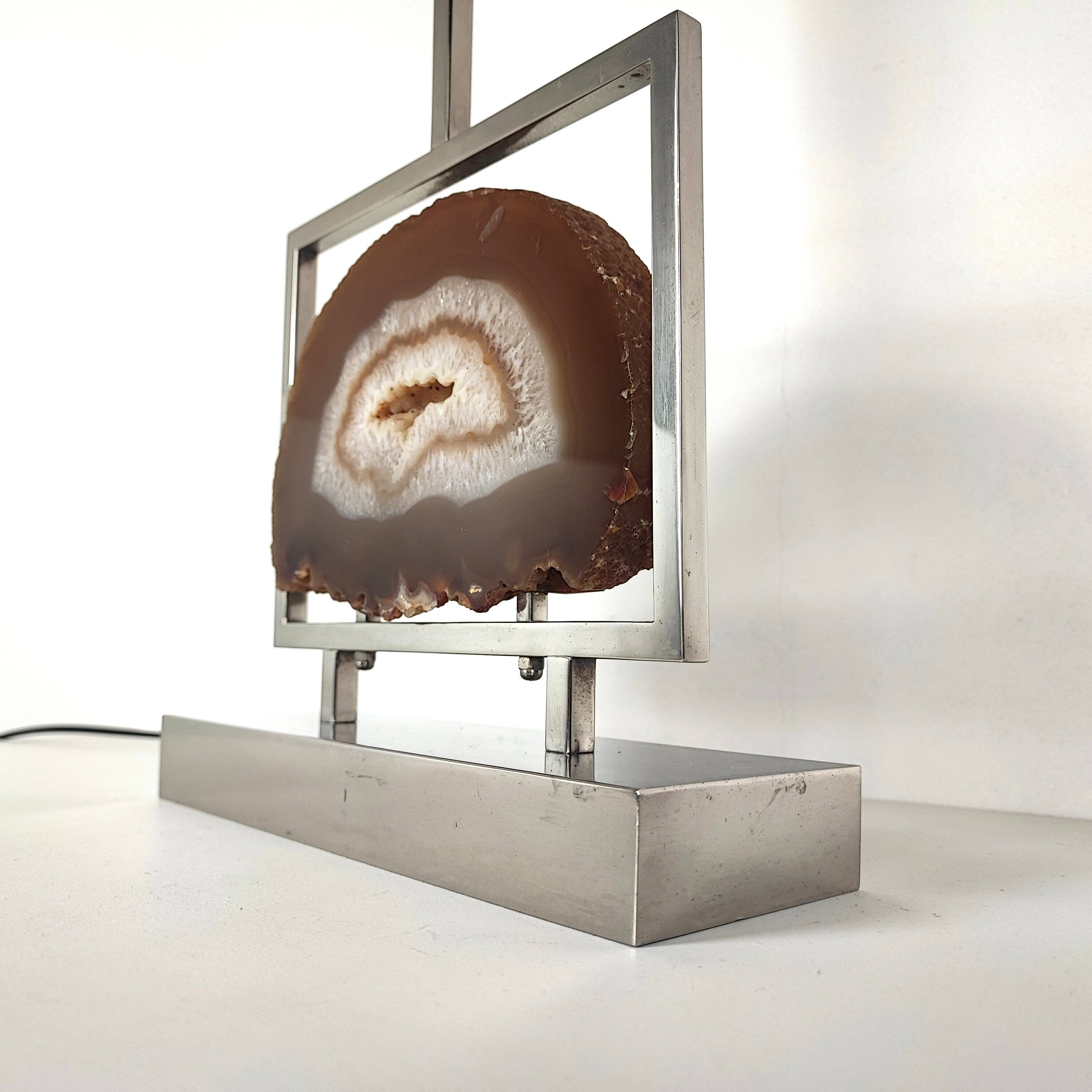 Agate and chrome lamp