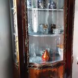Display case with curved front, Louis XV period, mid-20th century, signed Martin