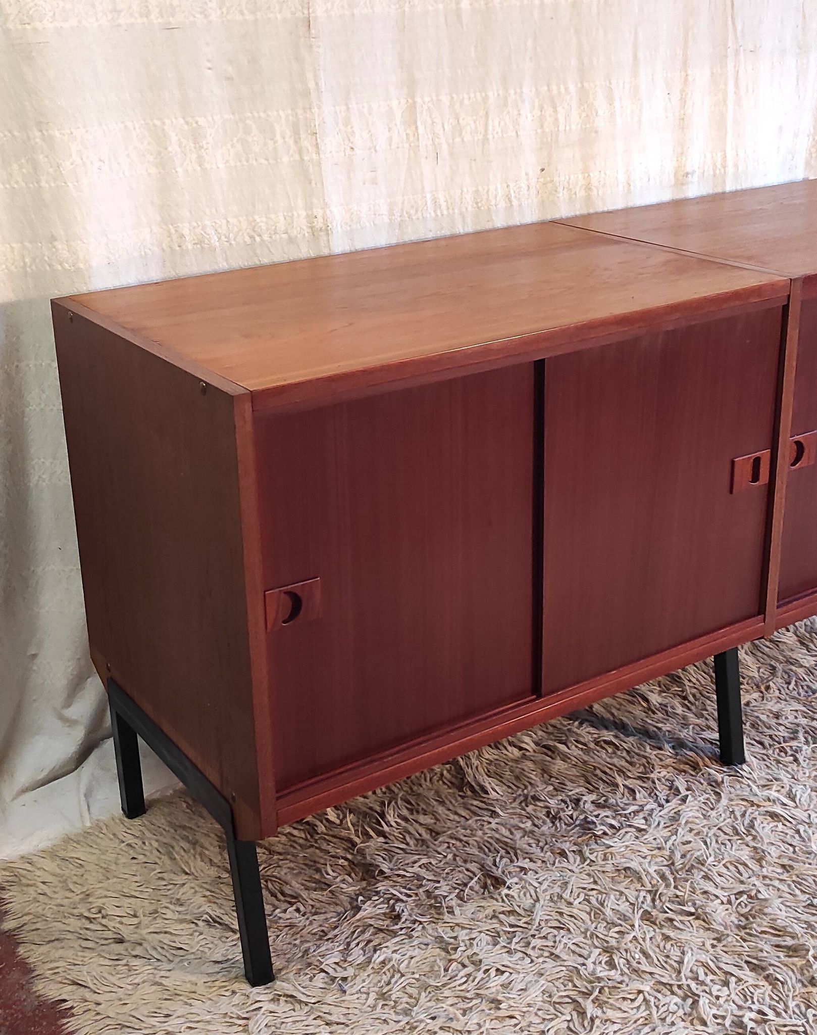 Modernist enfilade in teak by René-Jean Caillette for Charron - mid 20th century.