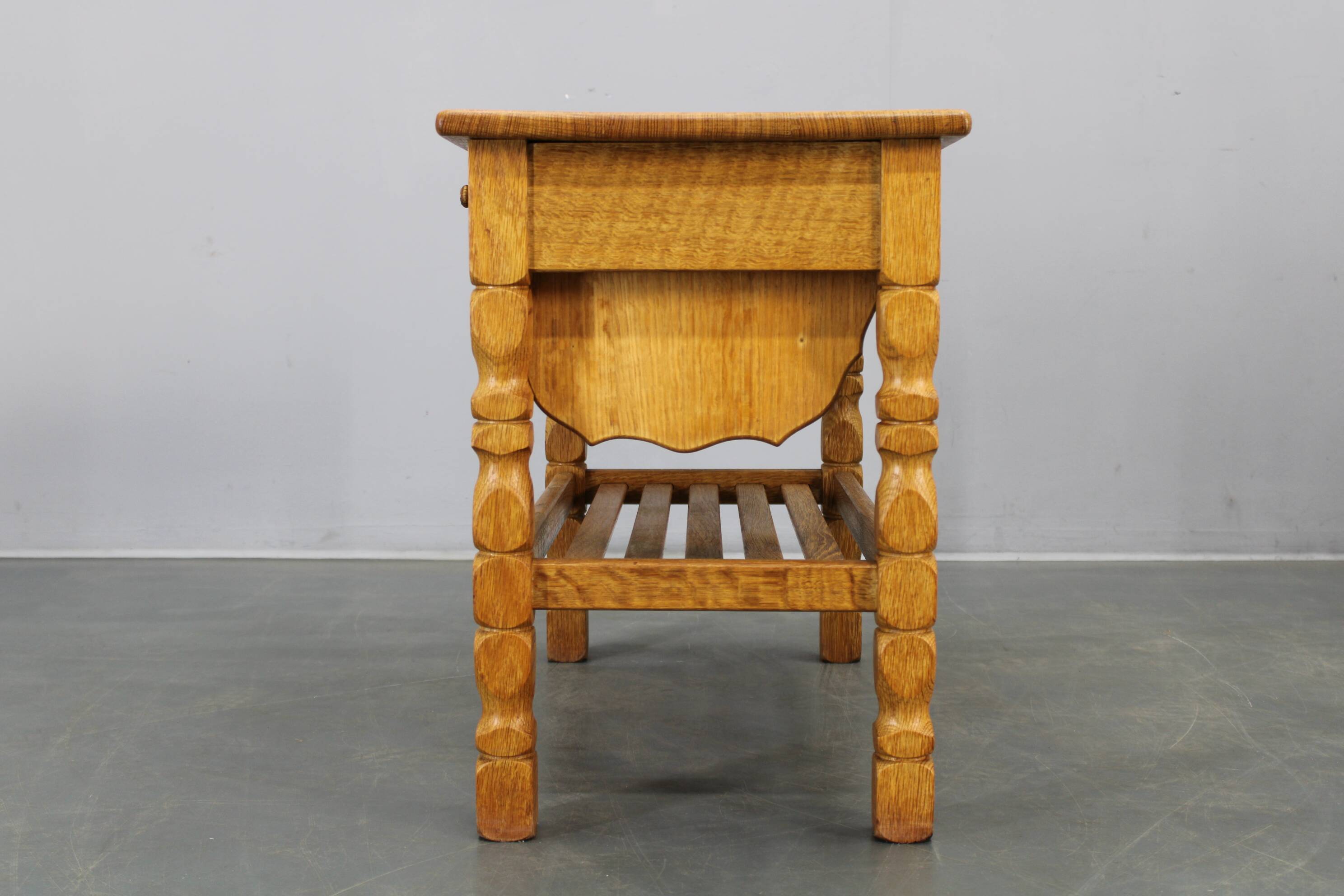Danish mid-century oak sewing cabinet by Henning Kjaernulf