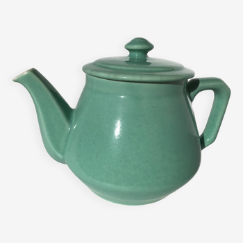 Art deco blue green stoneware teapot