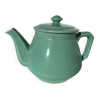 Art deco blue green stoneware teapot