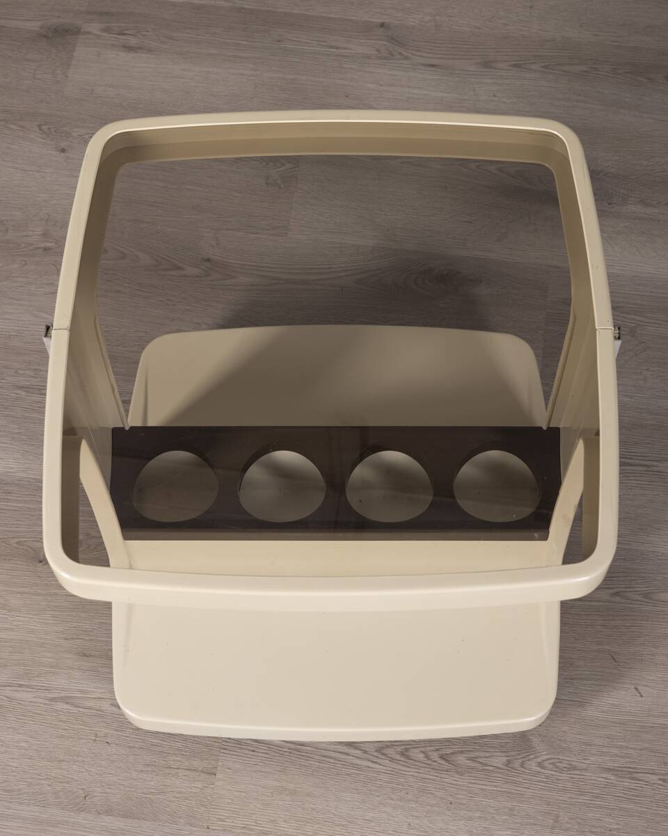 Vintage 1970s plastic and glass bar trolley by Marc Held for Prisunic