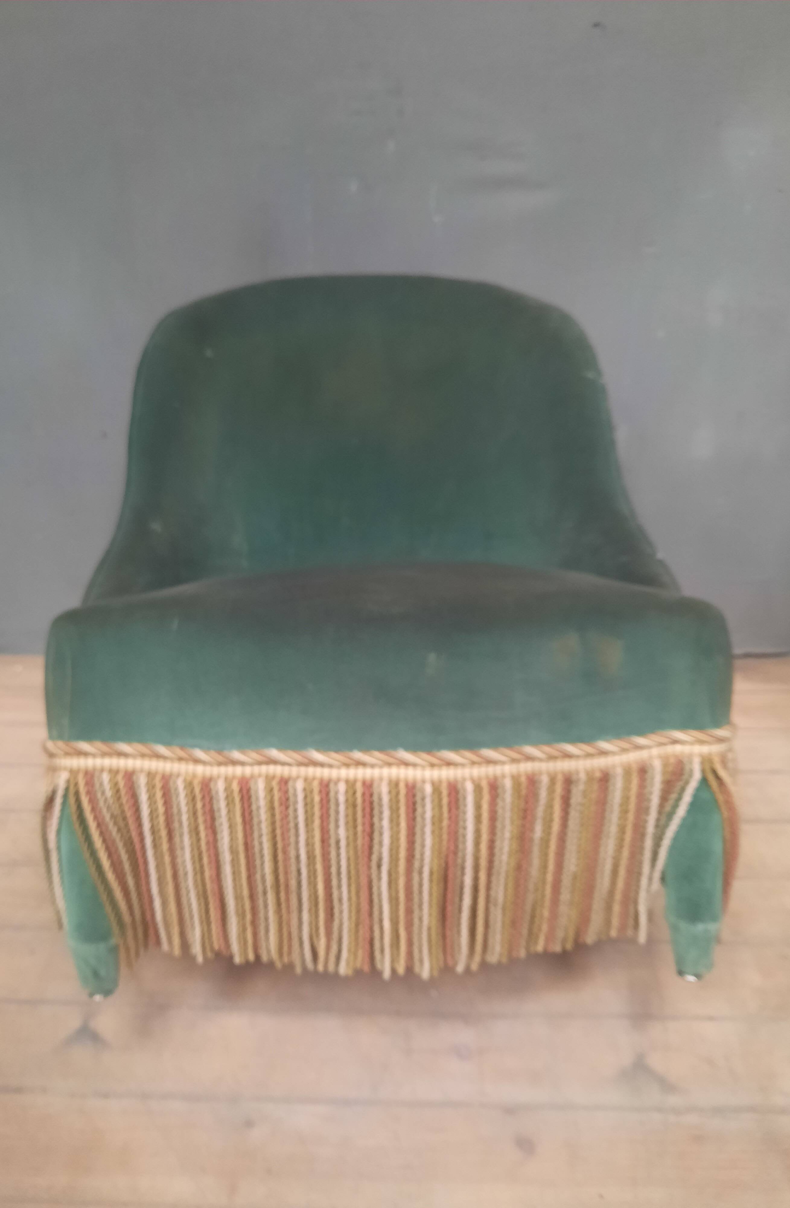 Fully upholstered chair called "toad"