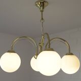 Elegant Gold Vintage Chandelier Mid Century Hollywood Regency Hanging Lamp
