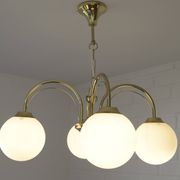 Elegant Gold Vintage Chandelier Mid Century Hollywood Regency Hanging Lamp