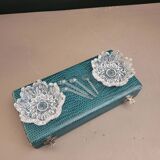 Pair of crystal salt cellars with spoons