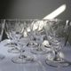 8 engraved crystal wine glasses with a floral design, Bohemia, early 20th century.