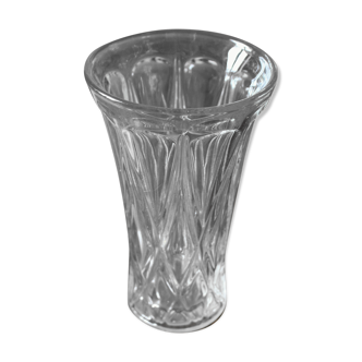 Vase glass chiseled flared diamond triangles
