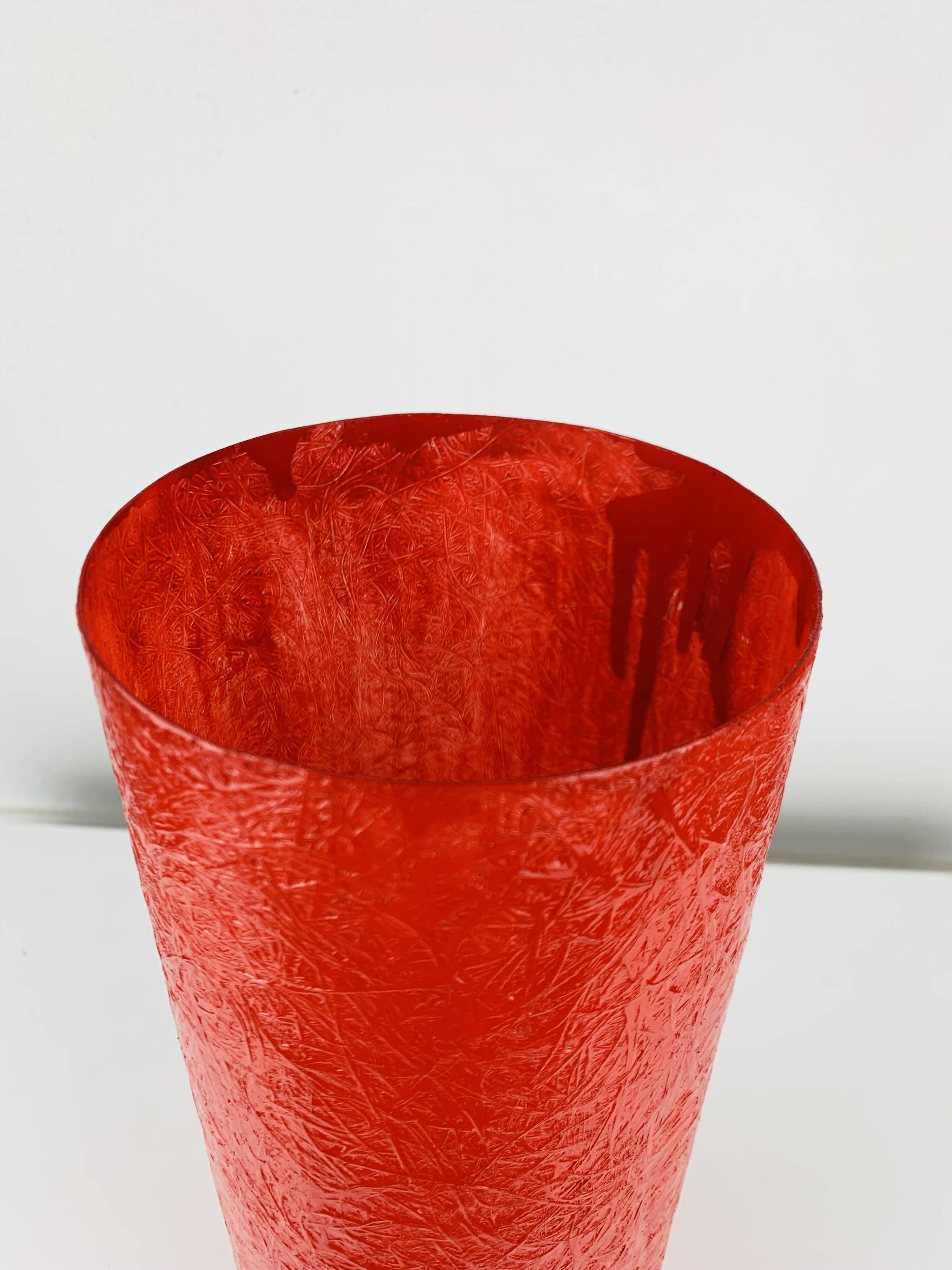 Red stone and fibreglass lamp, vintage