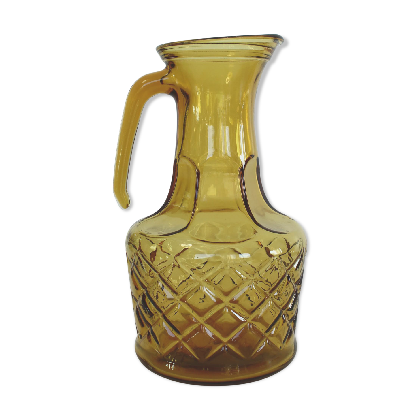 Pichet ananas en verre jaune ambré