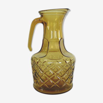 Pineapple pitcher in amber yellow glass